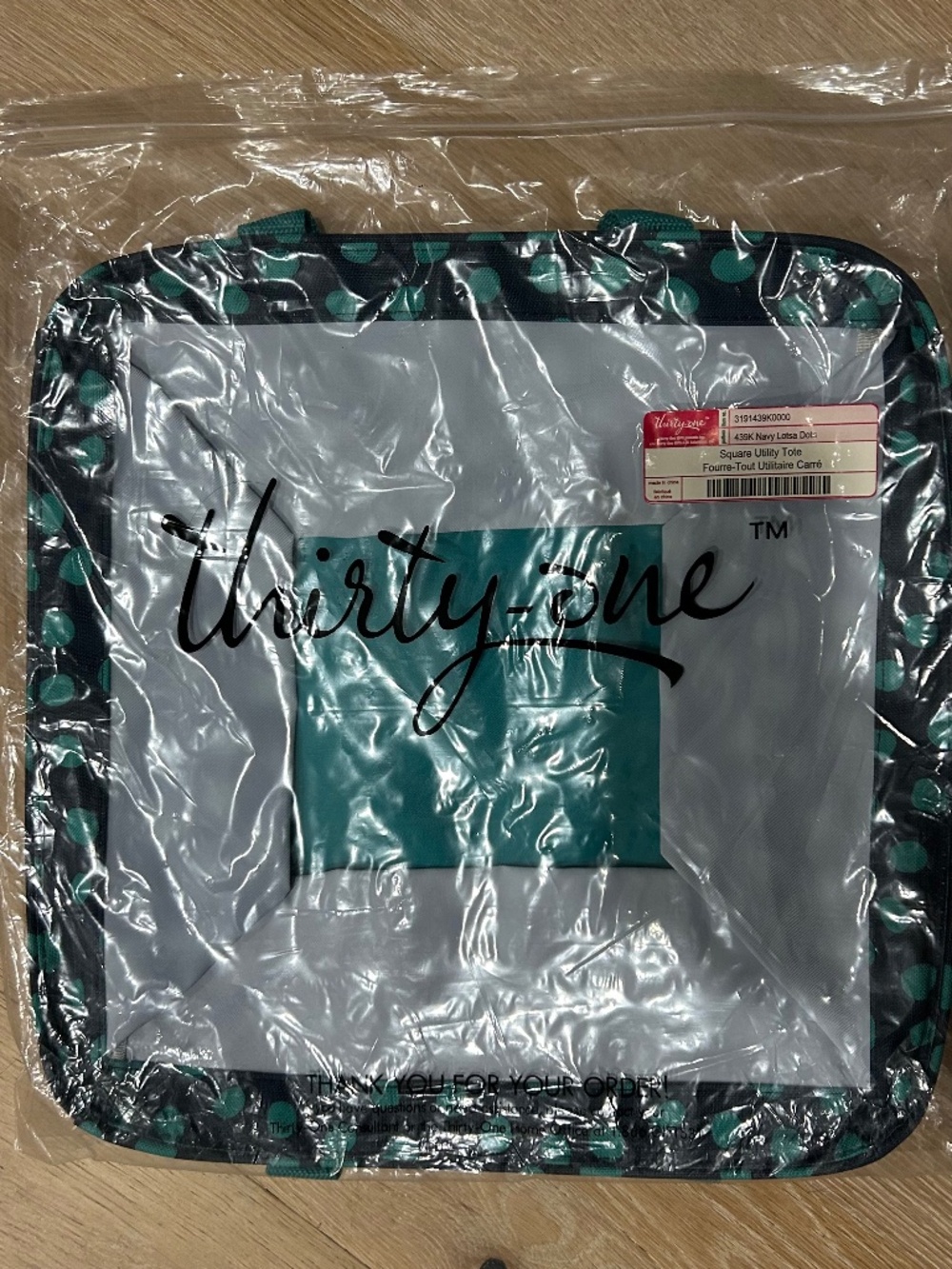 Thirty-One Square Utility Tote Lotsa Dot—New in Package